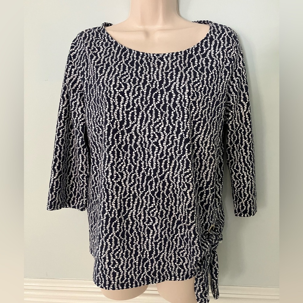 Belle by Kim Gravel cotton blend knit top feminine stylish travel nautical  S